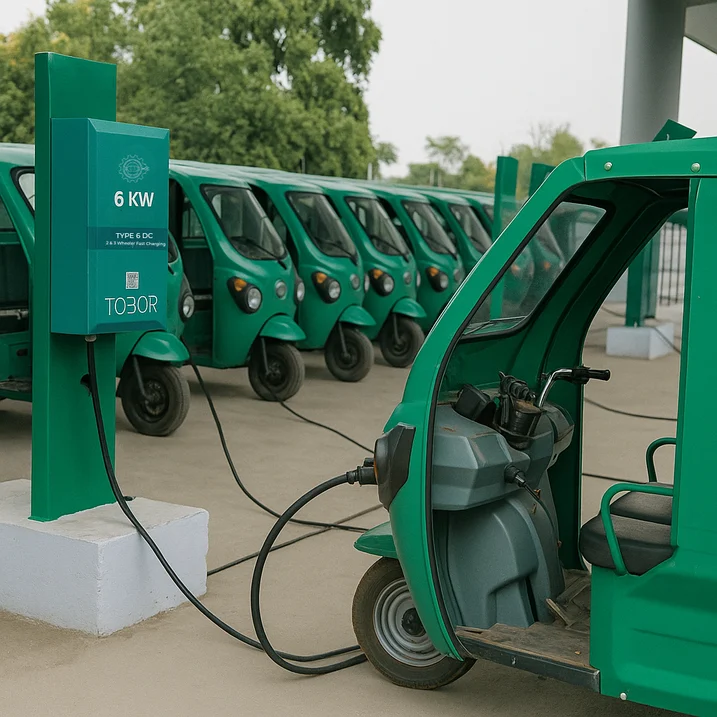 TOBOR 6 kW Type 6 DC charger — brochure product visual