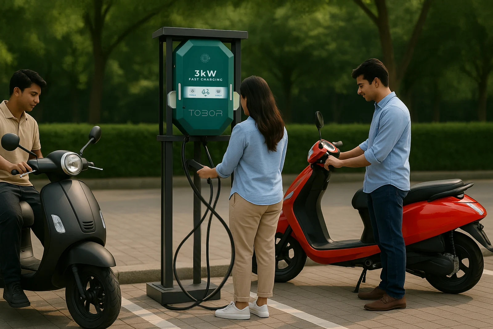 TOBOR 3 kW Type 6 & Type 7 DC charger — brochure product visual